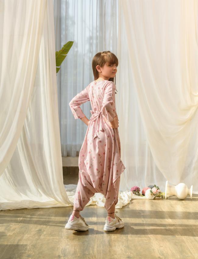 Rosey Pink Dhoti Jumpsuit Kids