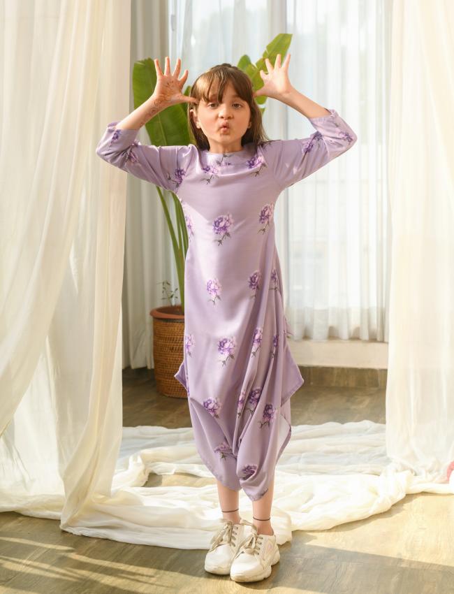 Very Peri Lilac Dhoti Jumpsuit Kids