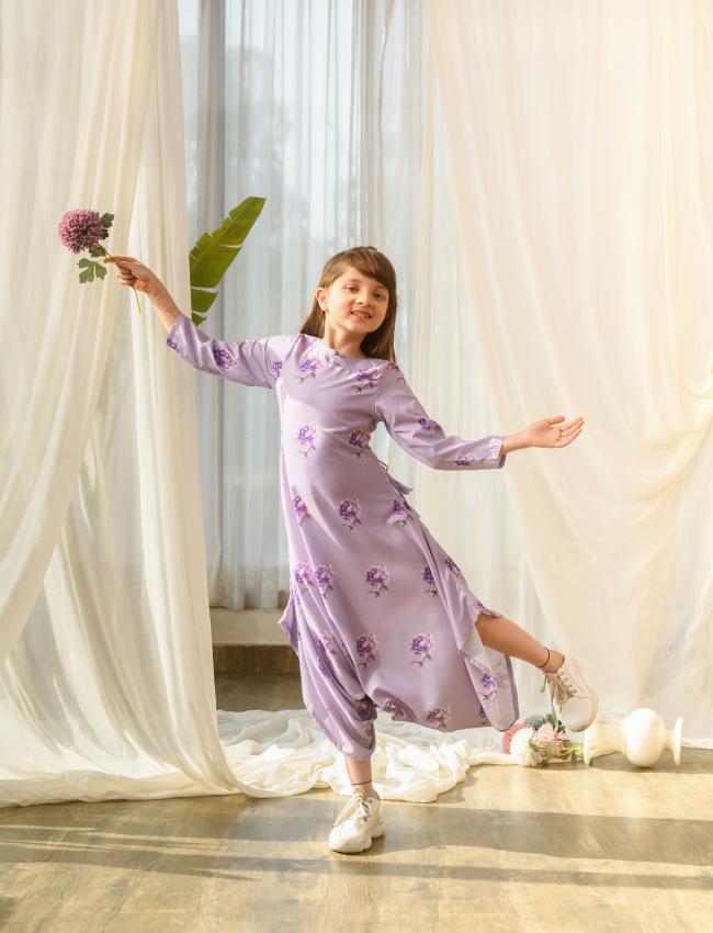 Very Peri Lilac Dhoti Jumpsuit Kids