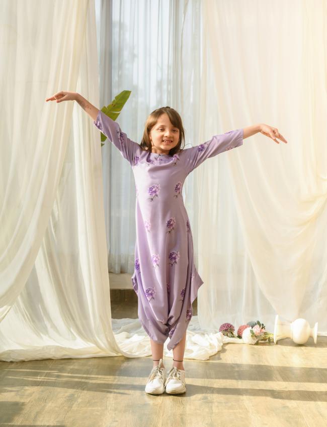 Very Peri Lilac Dhoti Jumpsuit Kids