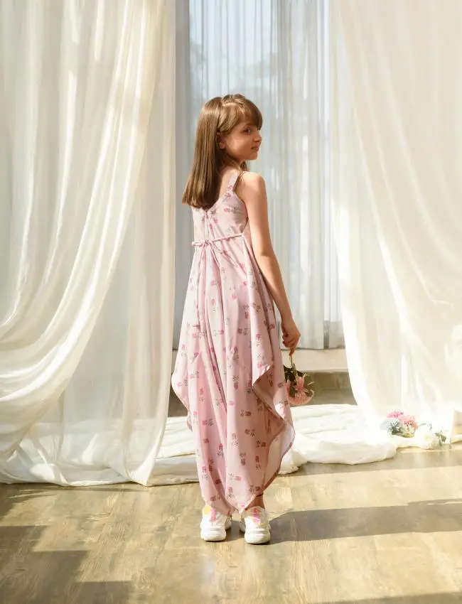 Rosey Pink Palazzo Jumpsuit Kids