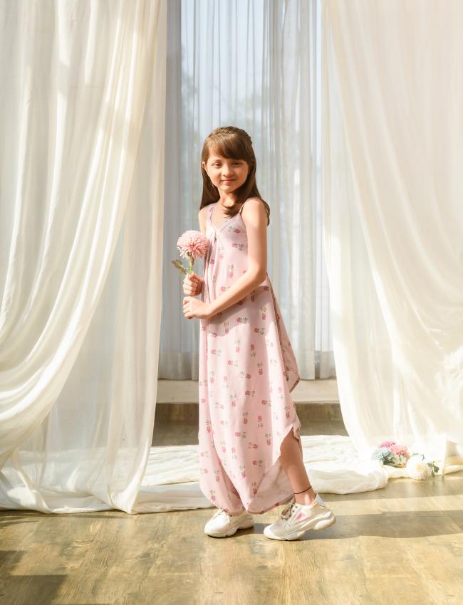 Rosey Pink Palazzo Jumpsuit Kids