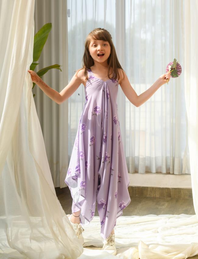 Very Peri Lilac Palazzo Jumpsuit Kids