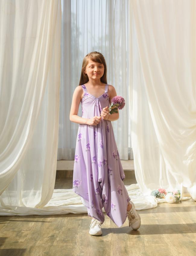 Very Peri Lilac Palazzo Jumpsuit Kids