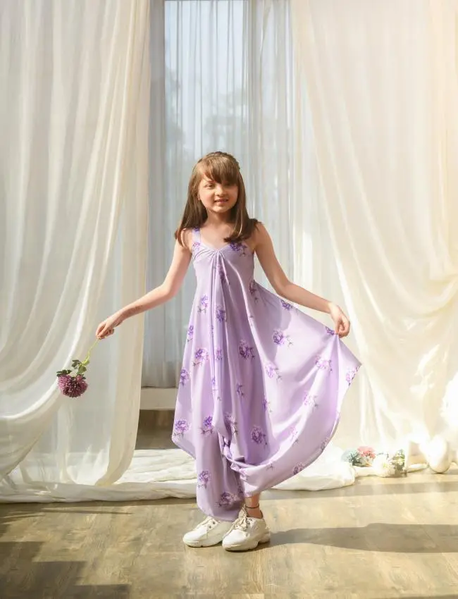 Very Peri Lilac Palazzo Jumpsuit Kids