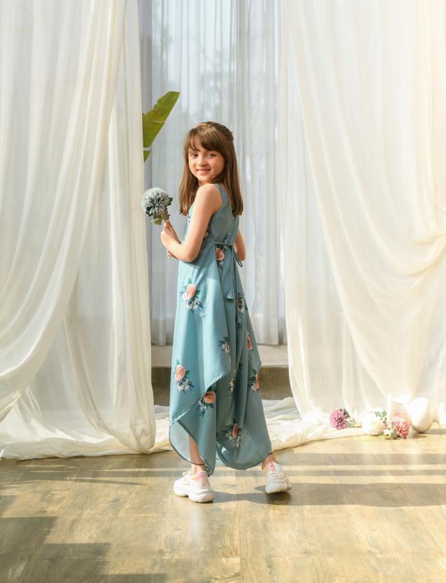 Dusty Teal Palazzo Jumpsuit Kids