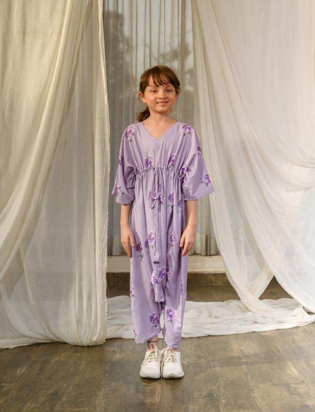 Very Peri Lilac Kimono Dhoti Jumpsuit Kids