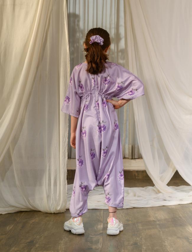 Very Peri Lilac Kimono Dhoti Jumpsuit Kids