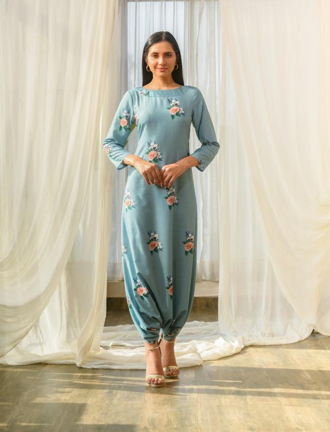 Dusty Teal Dhoti Jumpsuit