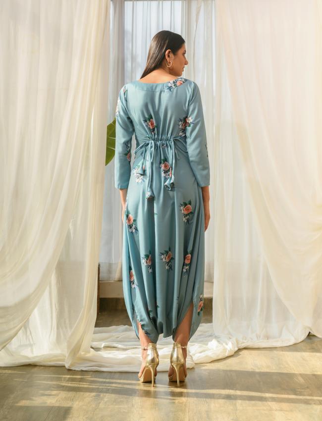 Dusty Teal Dhoti Jumpsuit