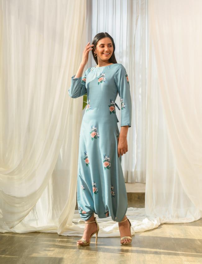 Dusty Teal Dhoti Jumpsuit