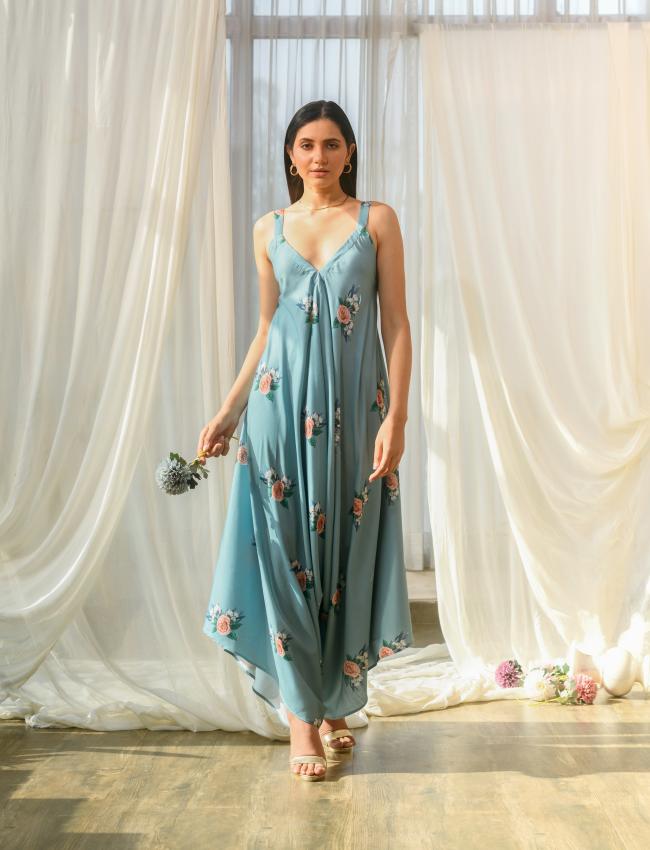 Dusty Teal Palazzo Jumpsuit