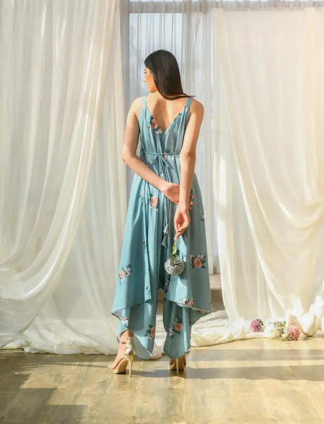 Dusty Teal Palazzo Jumpsuit