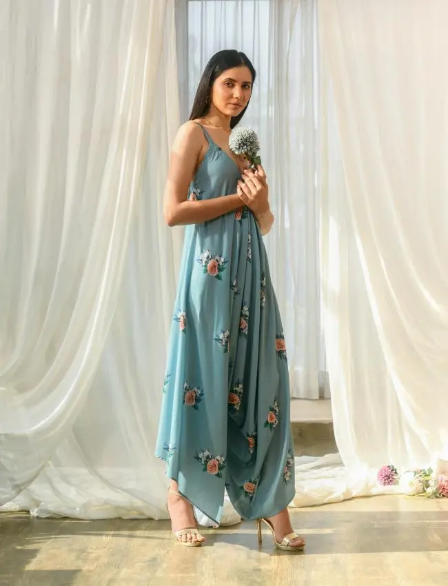 Dusty Teal Palazzo Jumpsuit