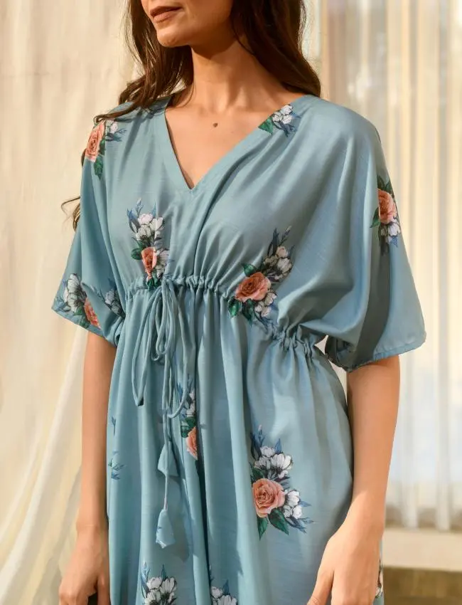 Dusty Teal Kimono Dhoti Jumpsuit