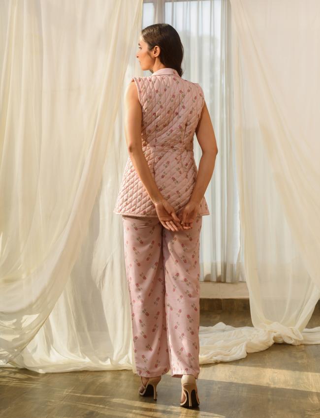 Rosey Pink Quilted Pant Suit