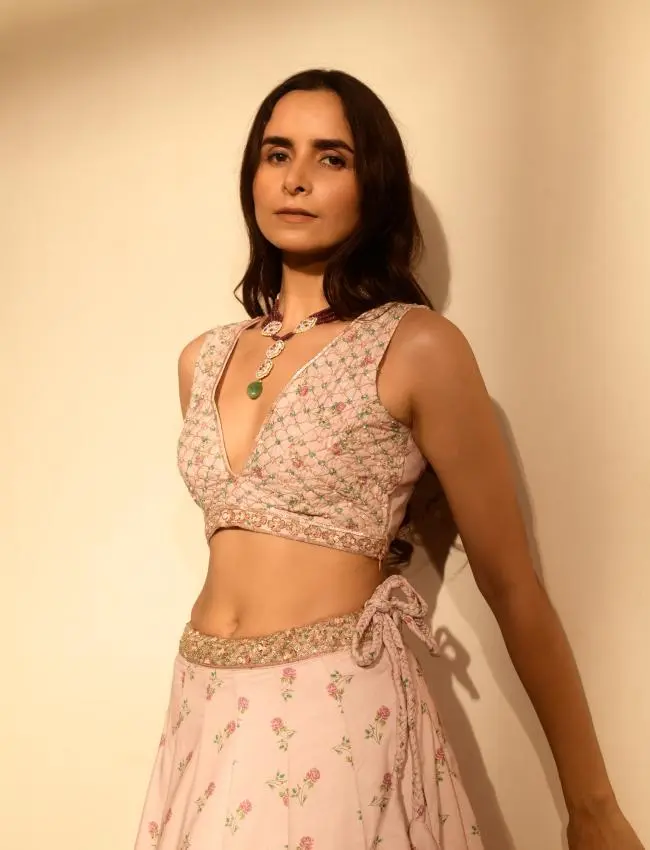 Rosey Pink Sequins Kali Lehenga Set