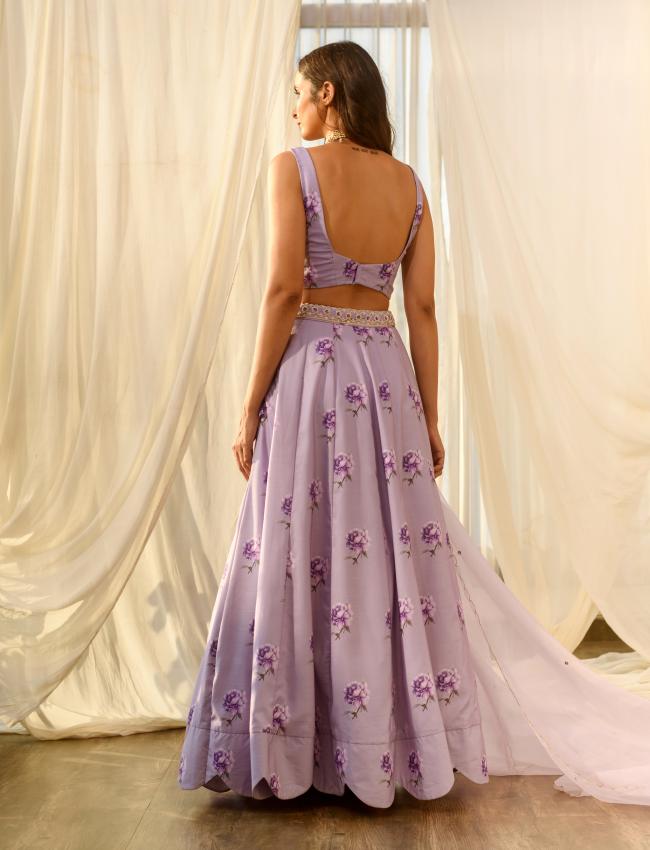 Very Peri Lilac Sequins Kali Lehenga Set