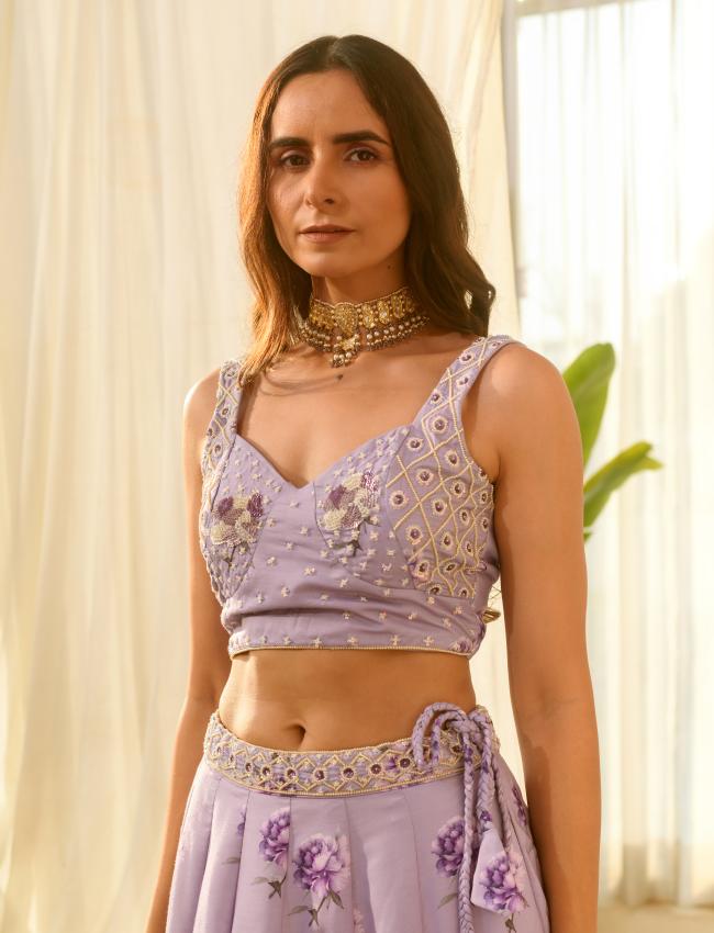 Very Peri Lilac Sequins Kali Lehenga Set