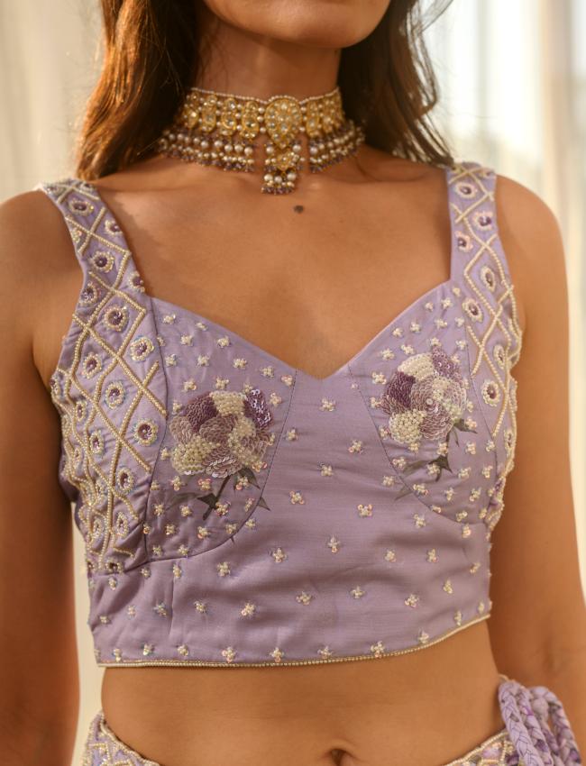 Very Peri Lilac Sequins Kali Lehenga Set