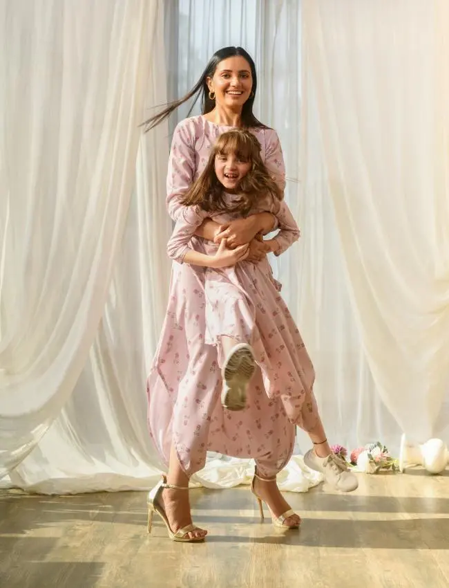 Mother Daughter Rosey Pink Dhoti Jumpsuit