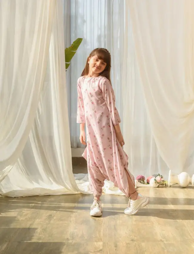 Mother Daughter Rosey Pink Dhoti Jumpsuit