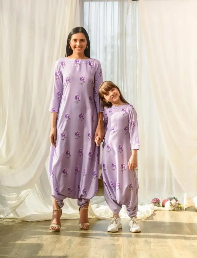 Mother Daughter Very Peri Lilac Dhoti Jumpsuit