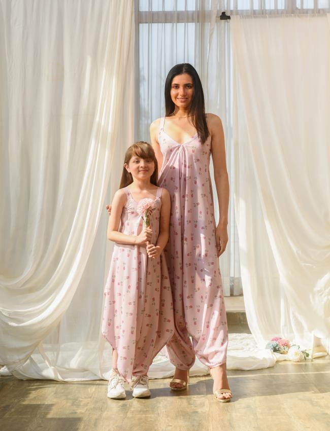 Mother Daughter Rosey Pink Palazzo Jumpsuit