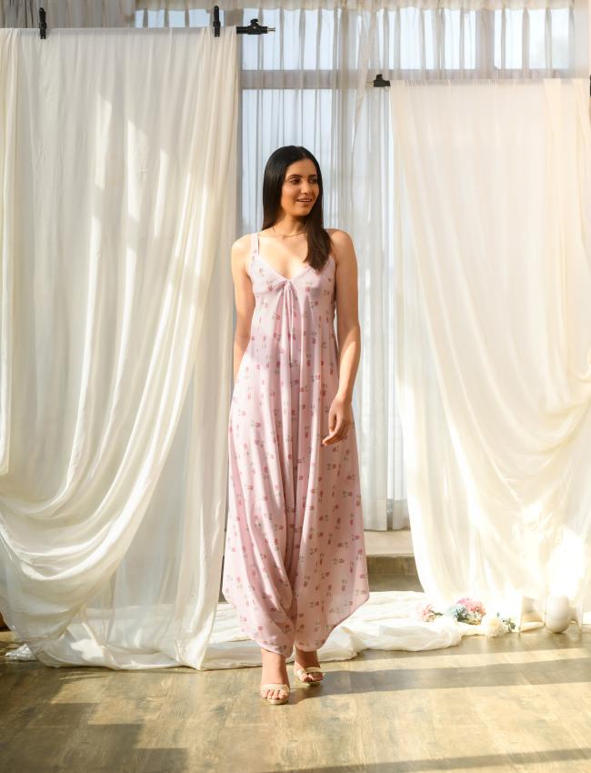 Mother Daughter Rosey Pink Palazzo Jumpsuit