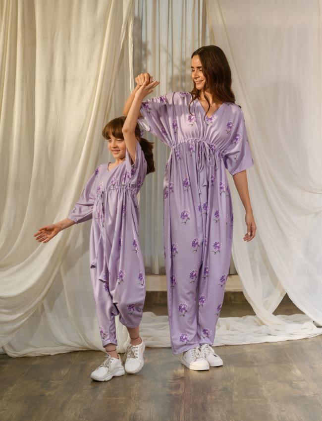 Mother Daughter Very Peri Lilac Kimono Dhoti Jumpsuit