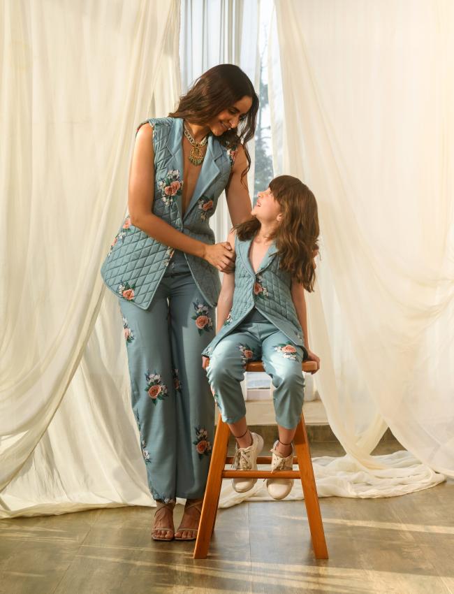 Mother Daughter Dusty Teal Pant Suit