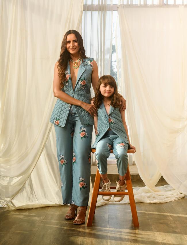 Mother Daughter Dusty Teal Pant Suit