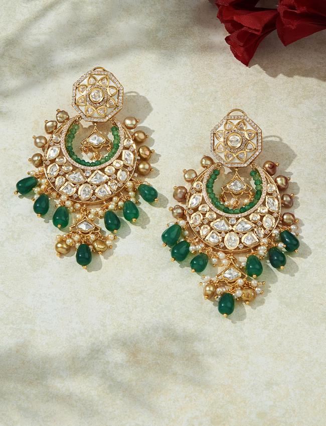 Antique Kundan Polki Chandelier Earrings