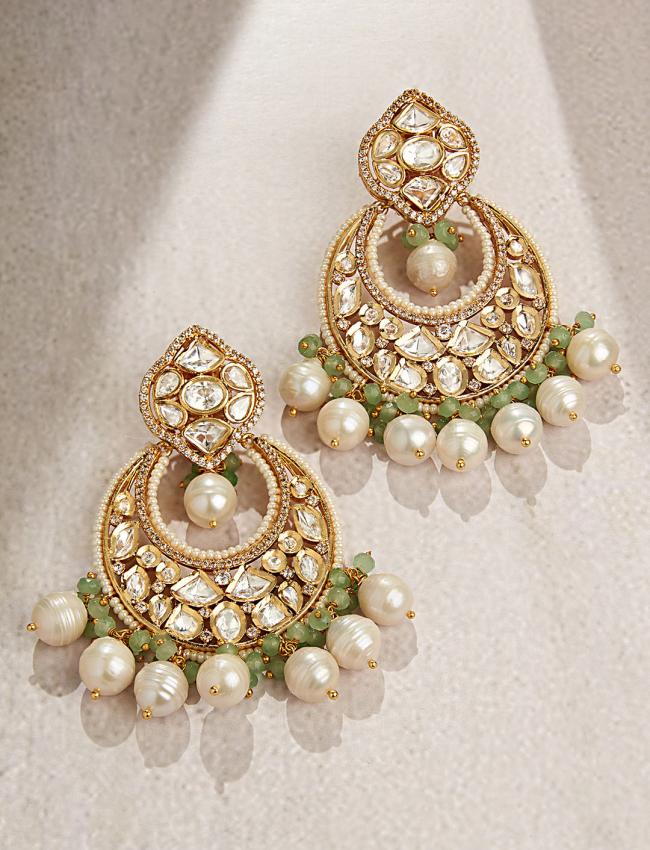 Royal Kundan Polki Chand Baali Earring