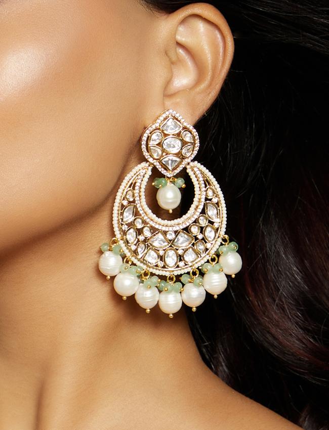 Royal Kundan Polki Chand Baali Earring