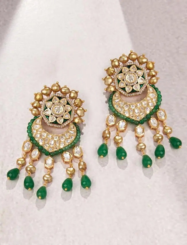 Classic Golden & Green Earring