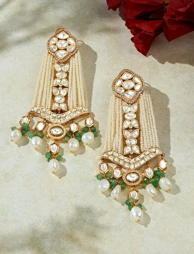 Bespoke White & Golden Chandelier Earring