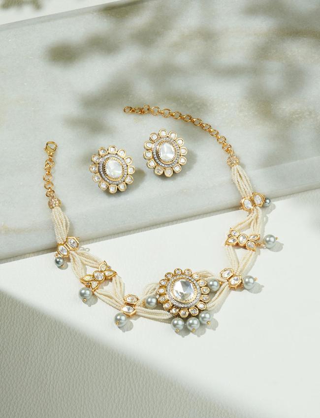 Classic Pearl Polki Set