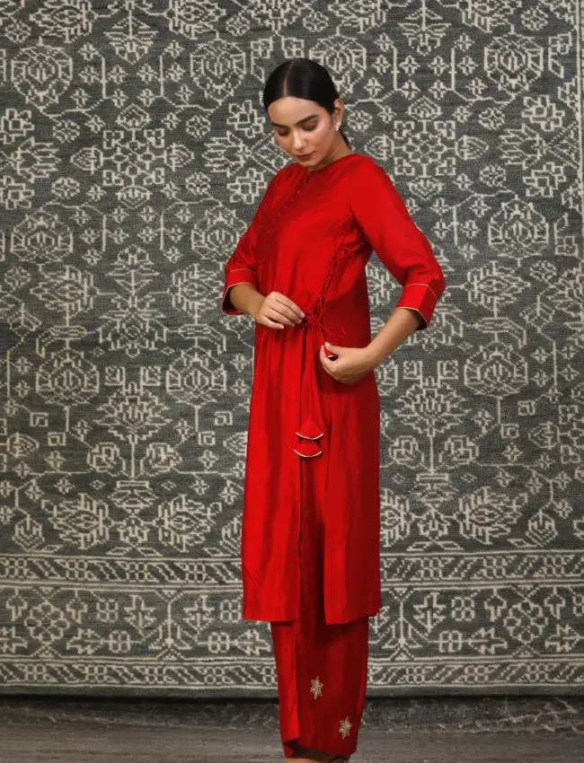 eeda_Noor Red Dori KURTA SET_M