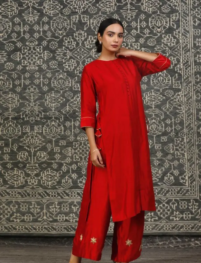 eeda_Noor Red Dori KURTA SET_M