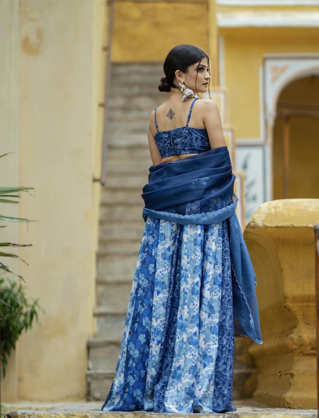 Noori Blue Kali Lehenga