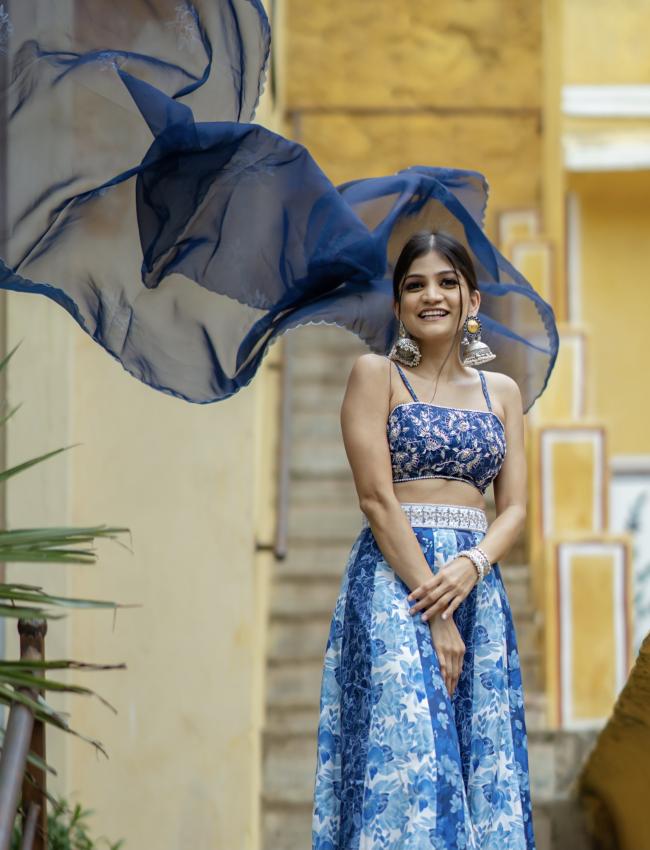 Noori Blue Kali Lehenga