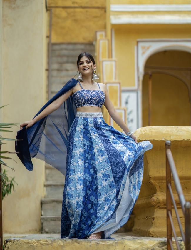 Noori Blue Kali Lehenga