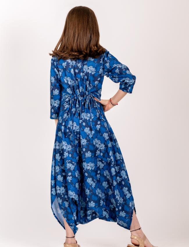 Midnight Blue Dhoti Jumpsuit Kids