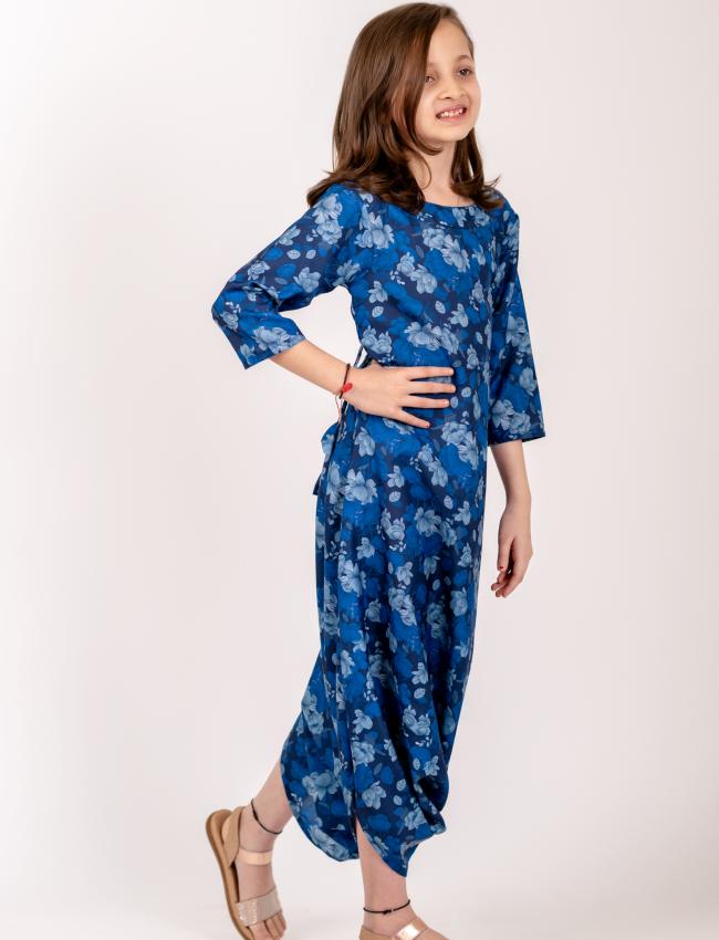 Midnight Blue Dhoti Jumpsuit Kids