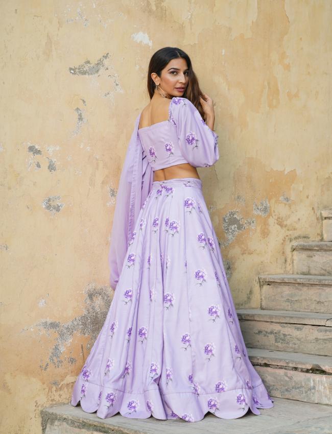 Very Peri Lilac Kali Lehenga