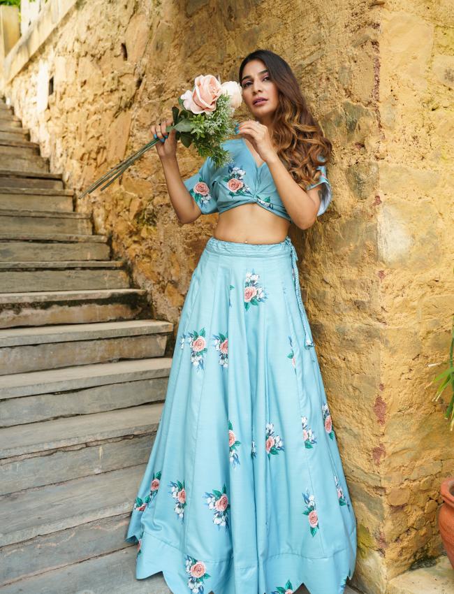 Dusty Teal Kali Lehenga