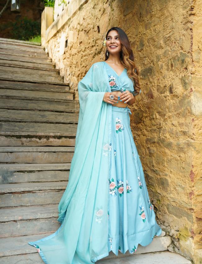 Dusty Teal Kali Lehenga