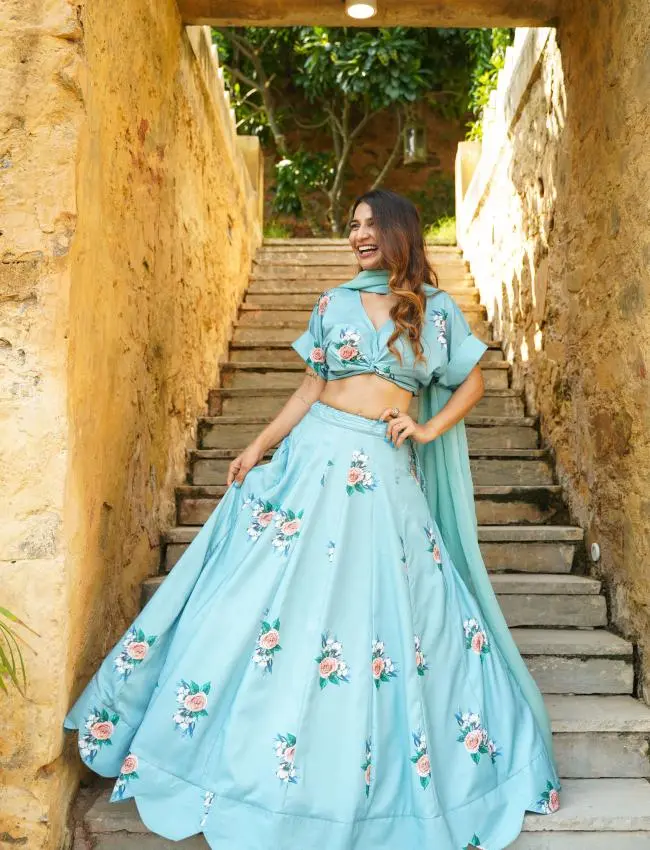 Dusty Teal Kali Lehenga