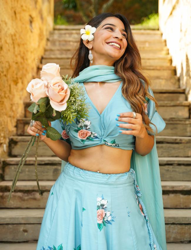 Dusty Teal Kali Lehenga